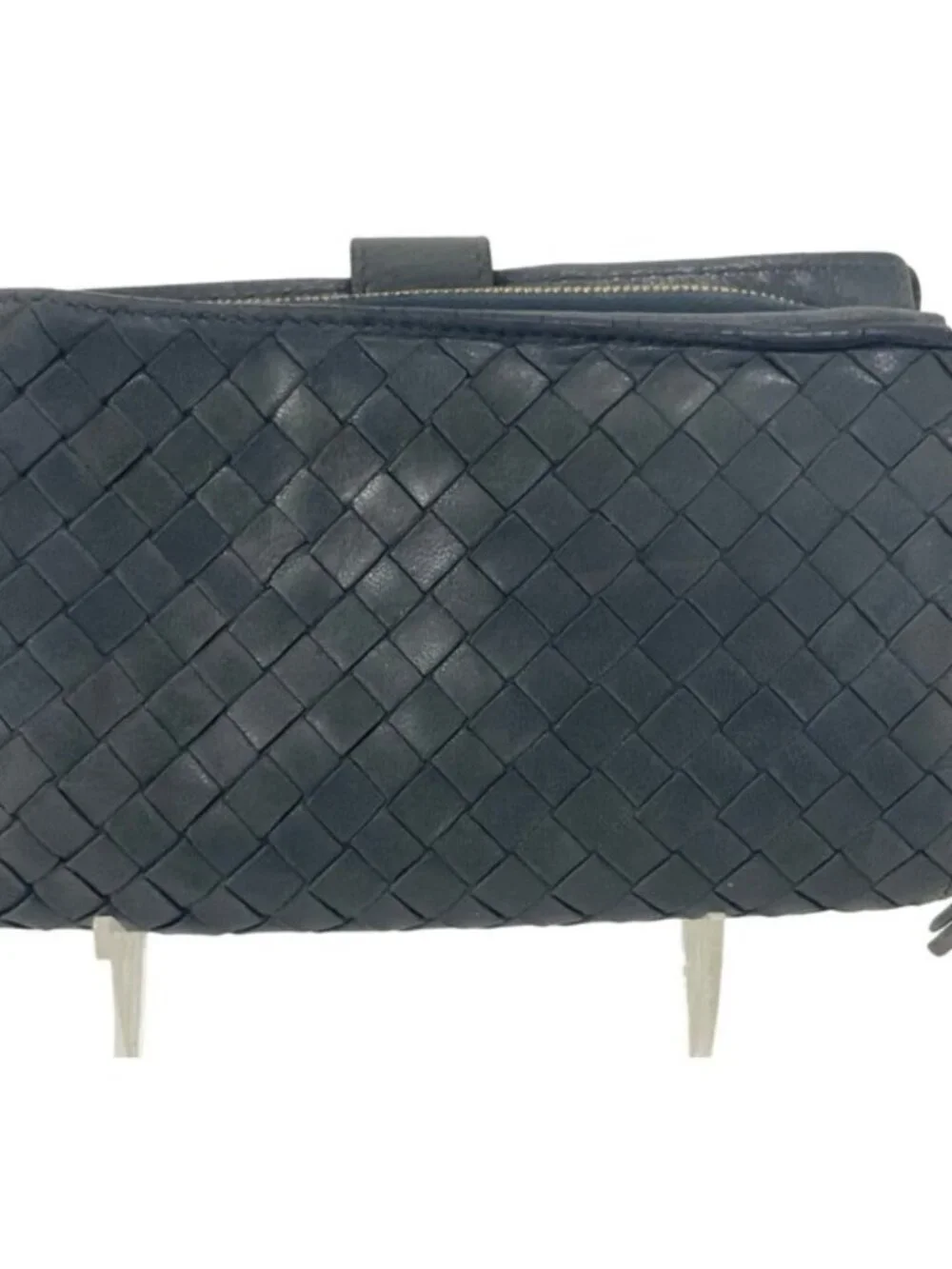 Bottega Veneta Intrecciato Woven Leather French Wallet Soft Blue Classic